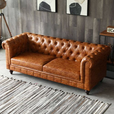 Chesterfield Leder Polster Design Sofa Luxus Couch Klassische Sofa 3 Sitzer Neu