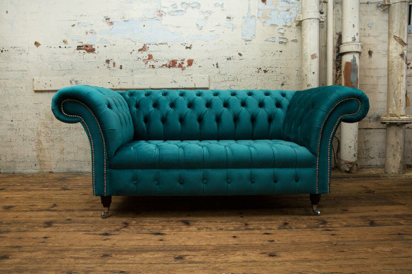 Chesterfield Samt Sofa Couch Polster 2 Sitzer Polster Kunst Sofas Couchen Neu