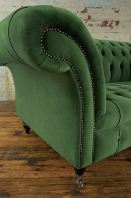 Grüne Chesterfield Textil Couch Zwei Sitzer Polster Sofa 185cm Stoff Leder neu