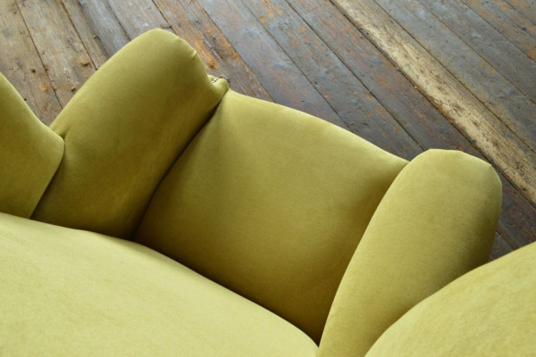 Ohrensessel Chesterfield Sofa Couch Polster 1 Sitzer Sessel Sofas Textil Gelber