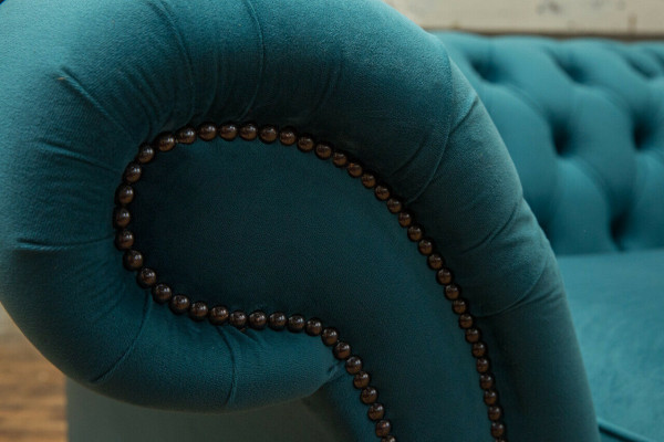 Sofas Chesterfield 3 Sitzer Couch Polster Sitz Textil Stoff Leder Couchen Turkis