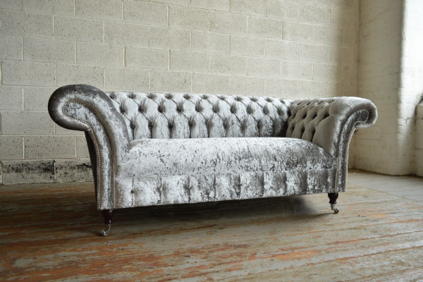 Chesterfield 2 Sitzer Couch Polster Sofa Designer Couchen Sitz Samt Textil Neu