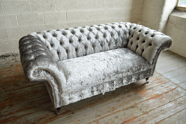 Chesterfield 2 Sitzer Couch Polster Sofa Designer Couchen Sitz Samt Textil Neu