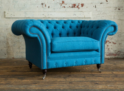 Blaue Sofa Couch Polster Chesterfield Sitzmöbel Textil Stoff Leder Couchen Neu