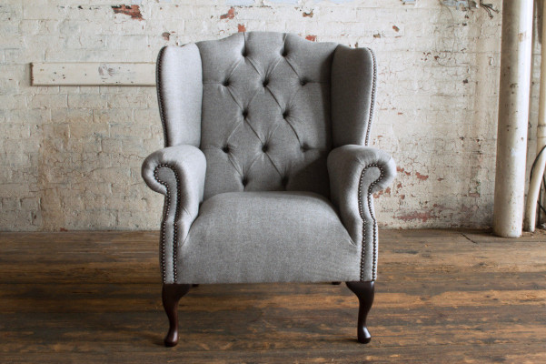 Ohrensessel Chesterfield 1 Sitzer Sessel Textil Leder Polster Fernseh Sofa Couch
