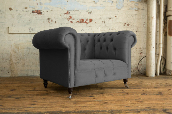 Sessel 1 Sitzer Chesterfield Textil Polster Sofas Design Luxus Couch Sofa Stoff