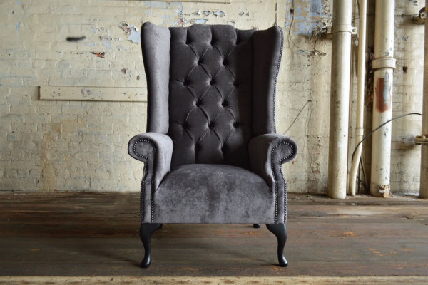 Ohrensessel Einsitzer Sofa Couch Relax Polster Chesterfield Samt Leder Stoff
