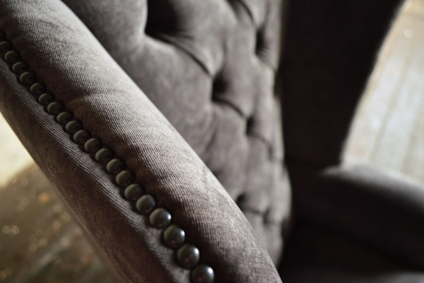 Ohrensessel Einsitzer Sofa Couch Relax Polster Chesterfield Samt Leder Stoff