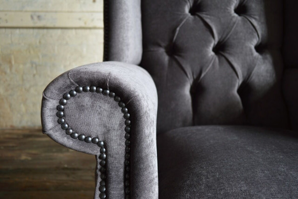 Ohrensessel Einsitzer Sofa Couch Relax Polster Chesterfield Samt Leder Stoff
