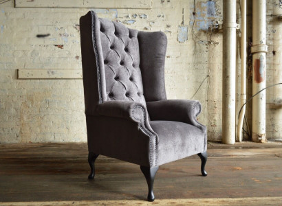 Ohrensessel Einsitzer Sofa Couch Relax Polster Chesterfield Samt Leder Stoff