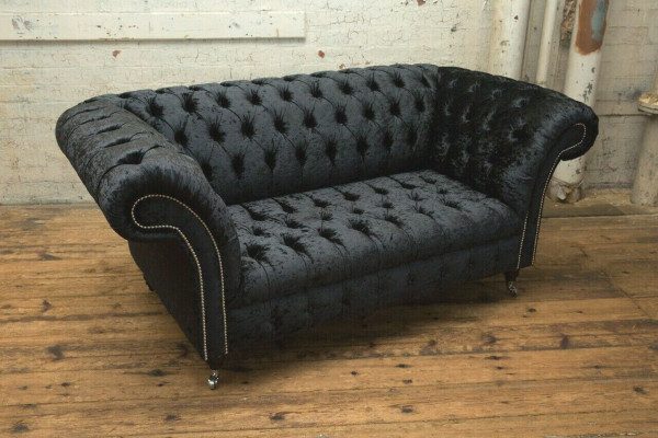 Luxus Chesterfield 2 Sitzer Couch Polster Sofa Textil Stoff Garnitur Neu Couchen