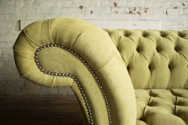 Grüne Sofa Couch Polster Chesterfield Sitzmöbel Textil Stoff Leder Couchen Neu