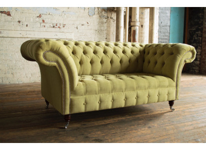 Grüne Sofa Couch Polster Chesterfield Sitzmöbel Textil Stoff Leder Couchen Neu
