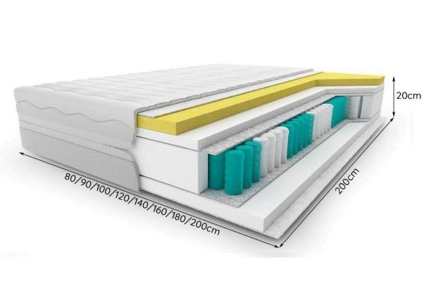 Hochwertige Matratze 7 Zonen Bett Visco Schaumstoff 100x200 Matratzen Luxus 20cm