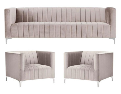 Beige Sofagarnitur Chesterfield Möbel Modern Design Textil Wohnzimmer Couchen