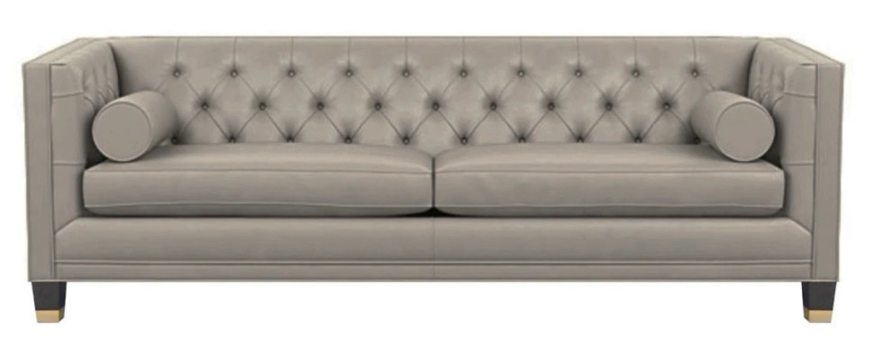 Taupe Dreisitzer Chesterfield Modern Design Couchen Leder Sofa Stoff Möbel Neu
