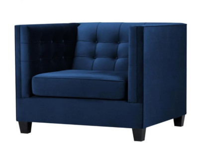 Blauer Chesterfield Sessel Wohnzimmer Textil Stoff Blau Kreative Möbel Modern