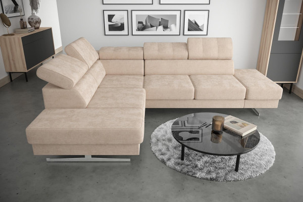 Luxus Möbel Ecksofa L Form Couch Design Polsterung Textil Sofas Holz Garnitur