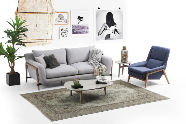 Viersitzer Sofa 4 Sitzer Stoff Sofas Modern Design Wohnzimmer Grau