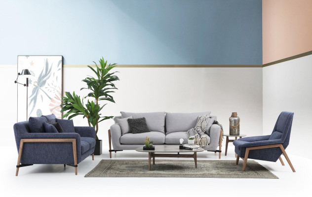 Viersitzer Sofa 4 Sitzer Stoff Sofas Modern Design Wohnzimmer Grau