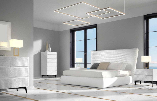 Bettrahmen Möbel Design Doppelbett Luxus Schlafzimmer Holz Kunstleder Bett Neu