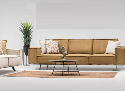 Sofagarnitur Viersitzer Dreisitzer Sessel Stoffsofa Sofa Braun Set