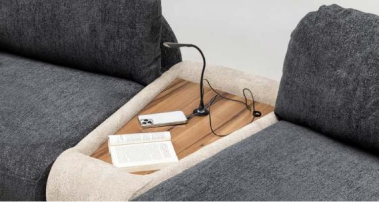 Modulares Sektionssofa Ecksofa U form Counch Grau Ottomane Stoff Sofa