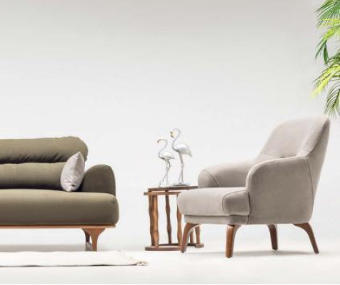 Komplette Stoffsofa Dreisitzer Sofa Sessel Counch Polstersofa Set Grün