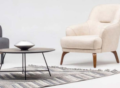 Sessel Wohnzimmer Ohrensessel Stoffsessel Beige Polster Einsitzer Sitz
