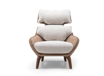 Moderne Sessel Wohnzimmer Ohrensessel Stoffsessel Beige Polster