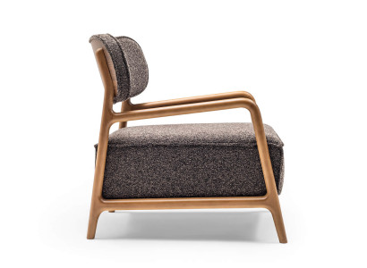 Sessel Ohrensessel Wohnzimmer Stoffsessel Grau Polster Einsitzer Holz