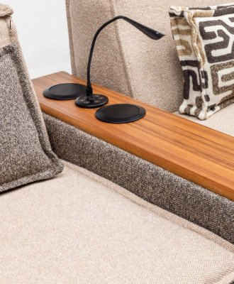 Komplette Ecksofa L form Hocker Polstersofa Stoffsofa Beige Sofa Couch