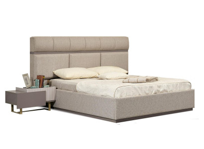 Komplette Doppelbett Nachttische Schlafzimmer Bett Beige 3tlg Holz Set