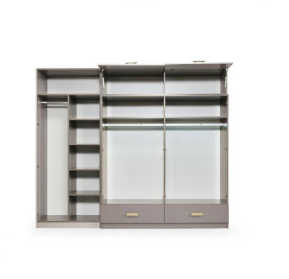 Schlafzimmer Garnitur Doppelbett Nachttische Schrank Konsol Beige 5tlg