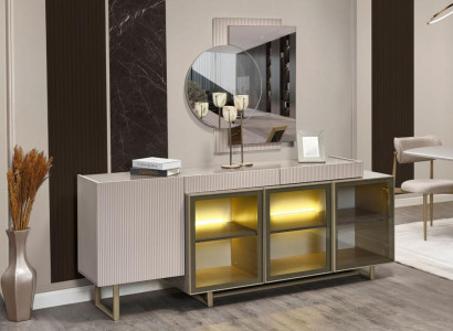 Sideboard Anrichte Holzschrank Schrank Kommode Beige Holz Esszimmer