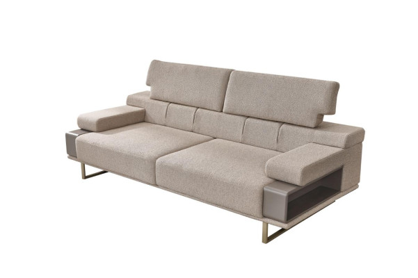 Komplette Dreisitzer Sessel Couch Beige Polstersofa Stoffsofa Set 3tlg