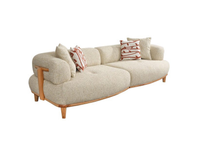 Beiges Polstersofa Moderner Dreisitzer Luxus Wohnzimmer 3-Sitzer Couch