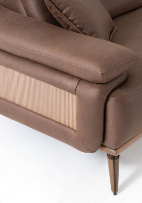 Braunes Ledersofa Designer 3-er Polstercouch Moderne Wohnzimmer Möbel