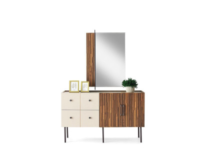 Moderner Weiß-Brauner Schrank Designer Kommode Luxuriöser Holzschrank