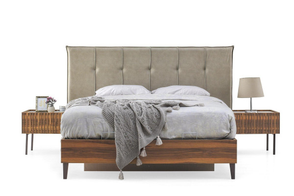 Exklusive Schlafzimmer Garnitur Doppelbett Holz Nachttische Edle Kommode