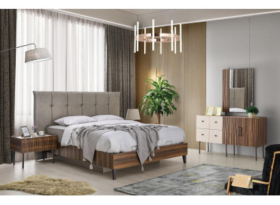 Exklusive Schlafzimmer Garnitur Doppelbett Holz Nachttische Edle Kommode