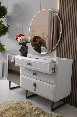 Moderne Garnitur Designer Kommode Luxuriöser Spiegel Wohnzimmer Konsole