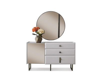Moderne Garnitur Designer Kommode Luxuriöser Spiegel Wohnzimmer Konsole