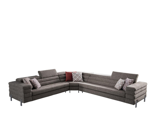 Modernes L-Form Beiges Ecksofa Wohnzimmer Polster Couchen Holzgestell