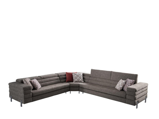 Modernes L-Form Beiges Ecksofa Wohnzimmer Polster Couchen Holzgestell