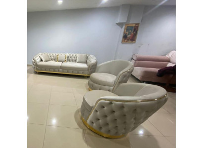 Designer Wohnzimmer Set Besteht aus 3-Sitzer Sofa und 2x Sessel 3tlg.