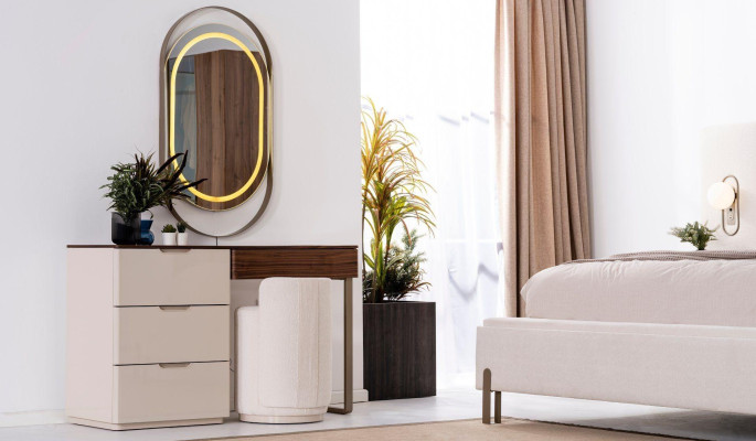 Schlafzimmer Set Luxus Komplettes Bett 2x Nachttisch Schminktisch 4tlg Neu