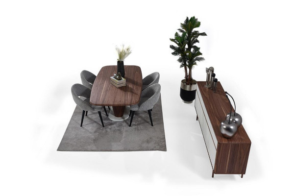 Luxuriöse 4-türige Kommode Spiegel Weißes Sideboard Designer Holz Möbel