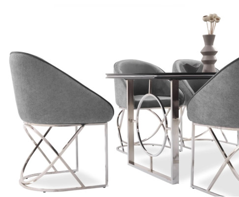 Modernes Esszimmer Möbel luxuriösen Esstisch + 6x Stühle Tisch Stühle