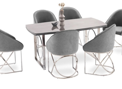 Modernes Esszimmer Möbel luxuriösen Esstisch + 6x Stühle Tisch Stühle